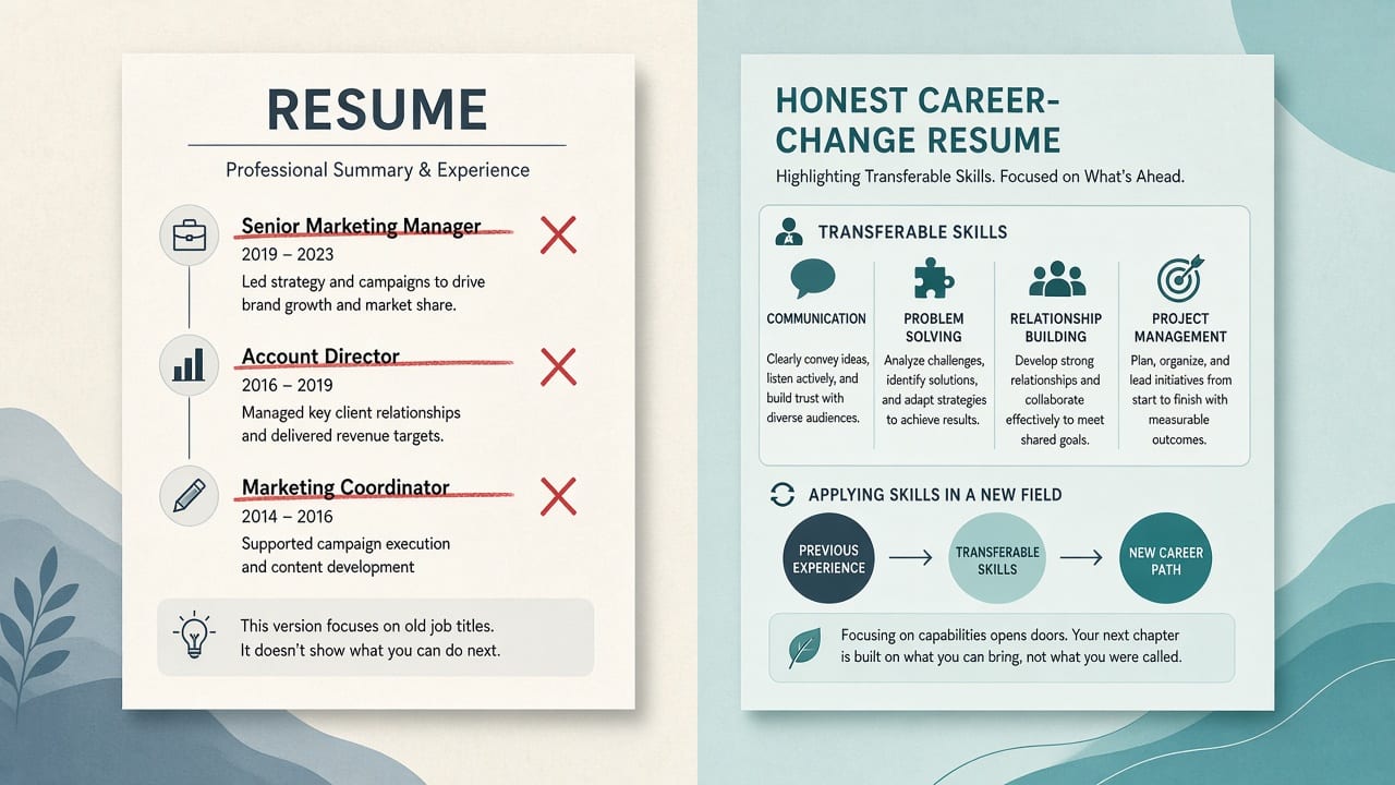 Invented career-change job titles versus an honest resume that leads with transferable skills