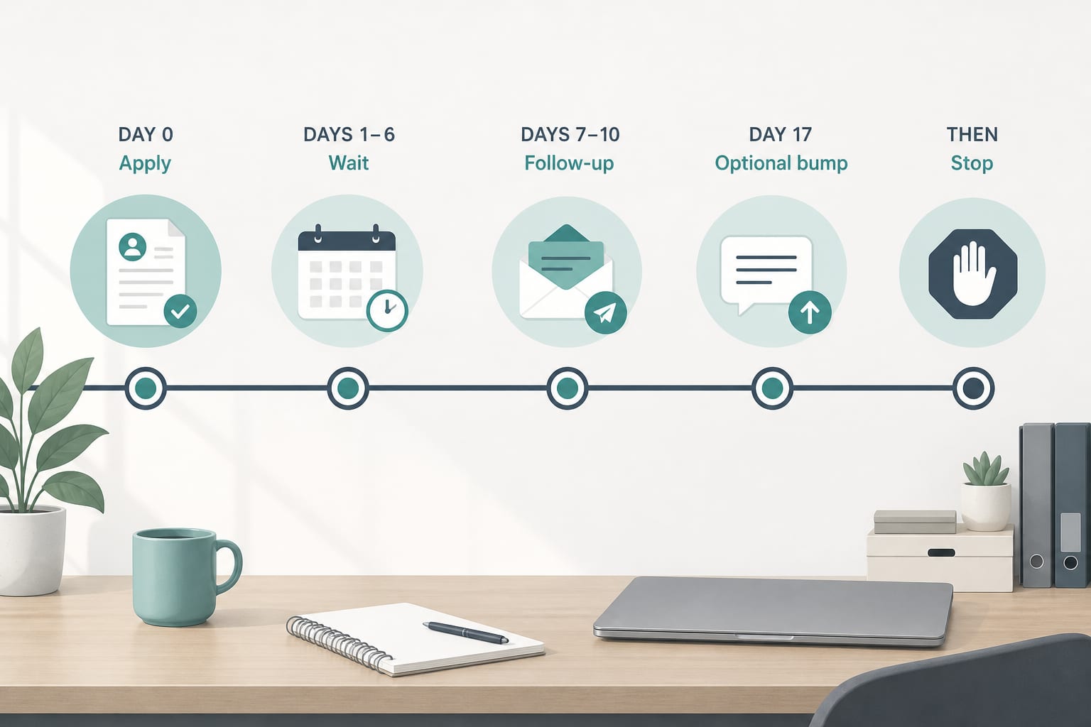 Calendar timeline for following up after a job application