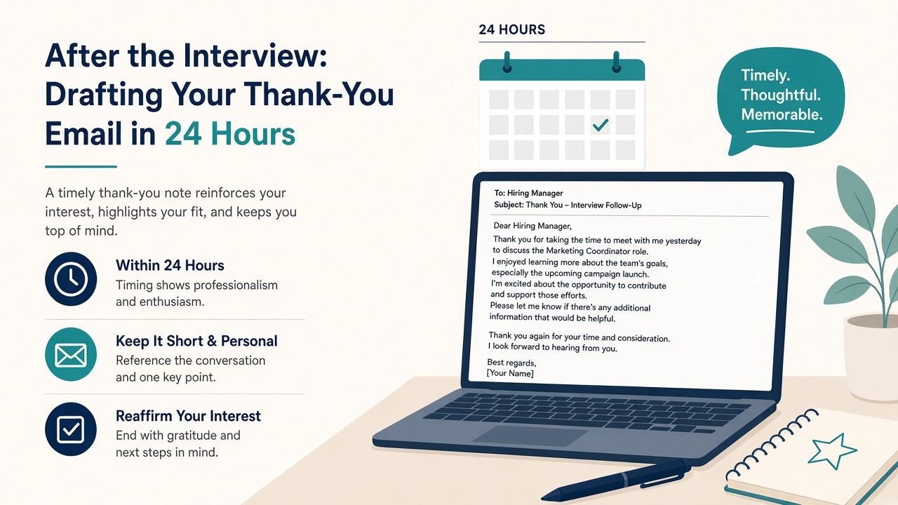 Thank you email drafted after an interview with role date and one discussion point