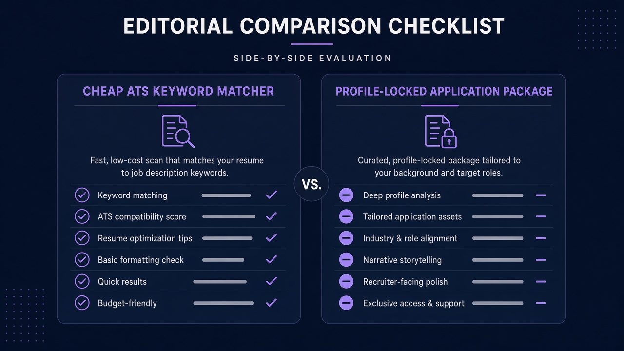 Checklist: scanner for gaps, Jobscan for deep audit, CVWiser for the package you send